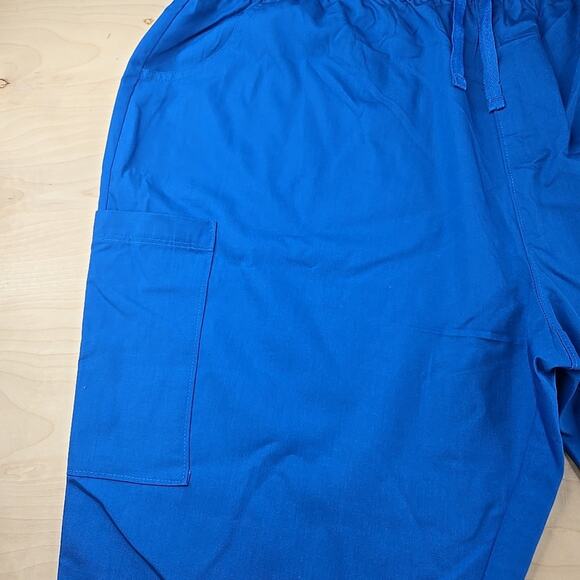 Red Panda Unisex Straight Leg Elastic Waist Drawstring Scrub Pant Royal Blue 3XL - Picture 2 of 10